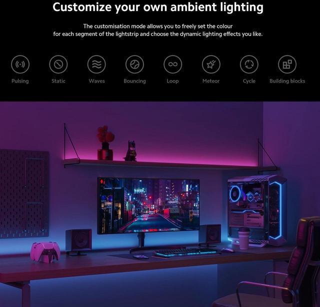 Alt view image 5 of 7 - Smart Lightstrip (2m/6.6ft) Compatible with Alexa Google Assistant Apple Homekit Home App WiFi Compatible Music sync | Dynamic Ambient Lighting | Custom dimming | Smart-Linking