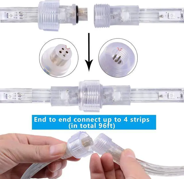 Alt view image 4 of 6 - 16.4 Feet Flat Flexible LED Rope Lights Color Changing RGB Strip Light with Remote Control 8 Colors Multiple Modes Plug in Novelty Lighting Connectable and Waterproof for Home Kitchen Outdoor Use