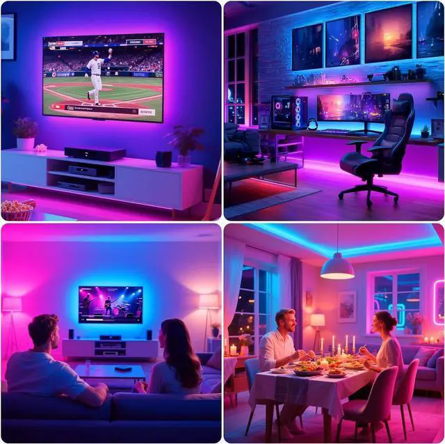 Alt view image 6 of 7 - Led Strip Lights 8.2ft for 40-60in TV USB LED TV Backlight Kit with Remote - 16 Color 5050 LEDs Bias Lighting for HDTV