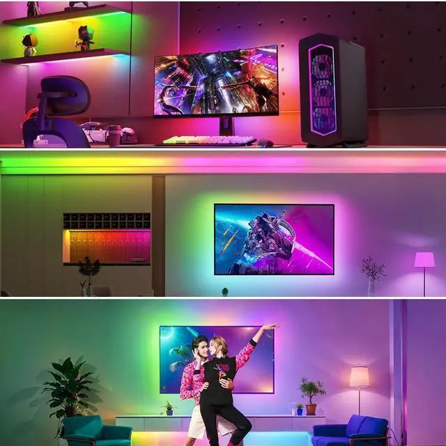Alt view image 7 of 7 - WS2812B IC RGB 5050SMD ECO Individual Addressable LED Strip Light 16.4FT 300LED 60LED/m Flexible Full Color IP30 DC5V Black PCB for DIY Project (No Power Adapter or Controller)