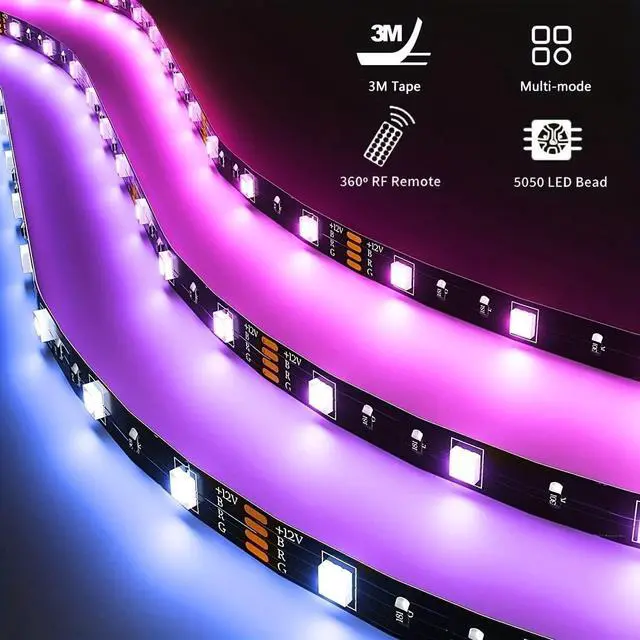 Alt view image 2 of 7 - Battery Powered LED Strip Lights 20 inch x 4 Pack Wireless LED Strip Lights for Bedroom Color Changing APP Remote Led Lights for TV Kitchen Under Cabinet Lighting Shelves Under Counter Closet