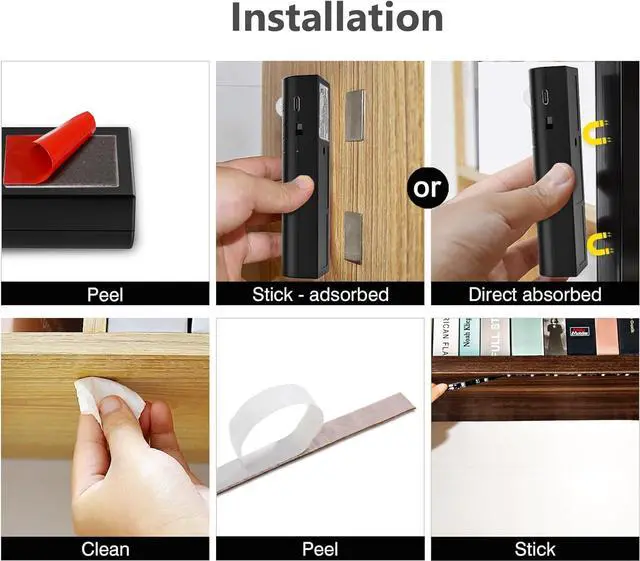 Alt view image 7 of 7 - Dual Motion Sensor Light Strip Rechargeable 16.4ft LED Lighting 150 LEDs Tape Lights for Stairs Under Cabinet Closet Shelves Gun Safe Light Hallway Cuttable Flexible 6000K White Black
