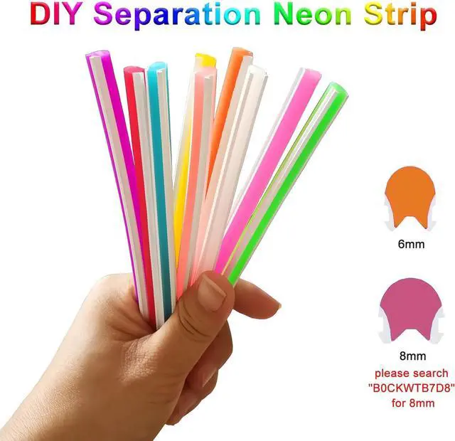 Alt view image 3 of 7 - Separated Neon Flexible LED Light Strip Cover 16.4ft 6mm Wear Free DIY Bendable Silicone Diffuser Cover with 2 Pcs Cutter and Same Color Lamp Belt for Bar Car Outdoor Home DIY Decor(Rose Red)