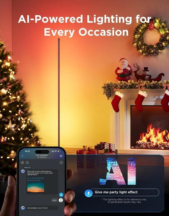 Alt view image 5 of 7 - RGBIC Floor Lamp Basic, LED Corner Lamp Works with Alexa, 1000 Lumen Smart Modern Floor Lamp with Music Sync and 16 Million DIY Colors, Color Changing Standing Lamp for Bedroom Living Room Black