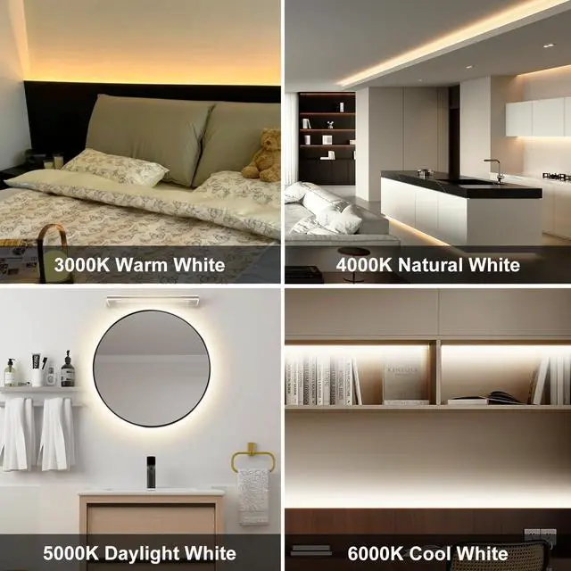 Alt view image 7 of 7 - COB LED Strip Light CCT Dimmable Strips Light 2700K-6500K 32.8ft/10m 8mm Wide CRI90+ 24V LED Strips Kit with Bluetooth APP Control/Music Mode for Bedroom Kitchen DIY Lighting
