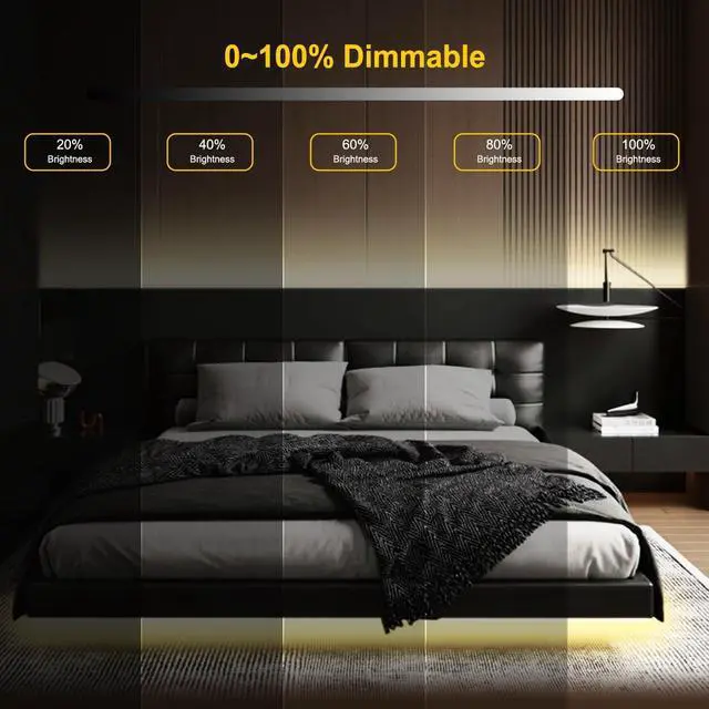 Alt view image 6 of 7 - COB LED Strip Light CCT Dimmable Strips Light 2700K-6500K 32.8ft/10m 8mm Wide CRI90+ 24V LED Strips Kit with Bluetooth APP Control/Music Mode for Bedroom Kitchen DIY Lighting