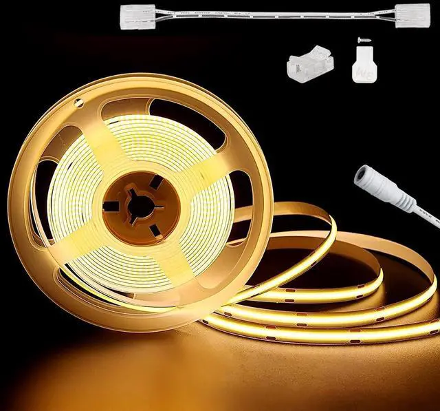 Main image of COB LED Strip Light 20ft/6.1m 3000K Warm White 3087LEDs High Lumen CRI90+ Super Bright Lead-free Material DC24V Flexible LED Tape for Home&Office DIY Lighting Project(Power Supply Not Included)