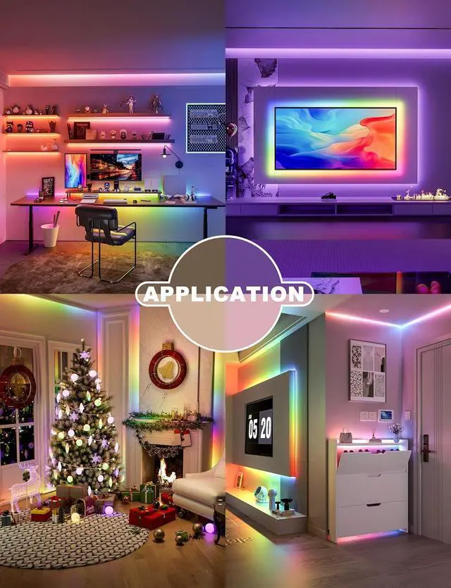 Alt view image 6 of 7 - RGB Smart IC COB LED Strip Light Color Chasing 5V USB UL-Listed Multicolor Flexible Tape Light 6.56ft/2m with Music Mode/APP Control for TV Bedroom Party DIY Decoration