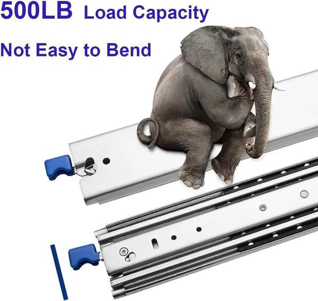 Alt view image 2 of 5 - 1 Pair of 32 Inch Heavy Duty Drawer Slides 500LB Full Extension Side Mount Ball Bearing Drawer Rails with Lock