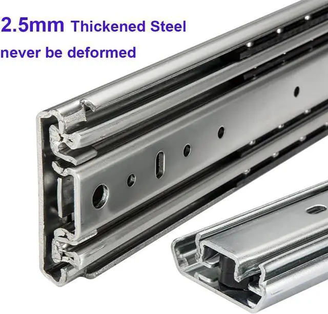 Alt view image 4 of 5 - 1 Pair of 32 Inch Heavy Duty Drawer Slides 500LB Full Extension Side Mount Ball Bearing Drawer Rails with Lock