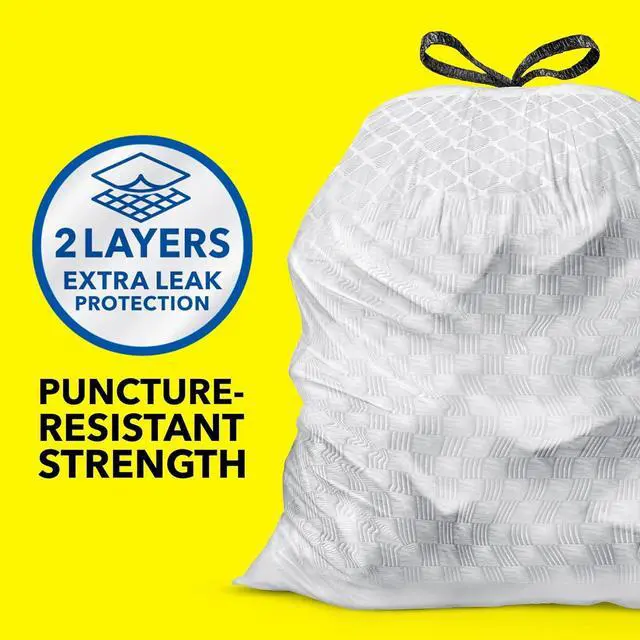 Alt view image 2 of 7 - Tall Kitchen Drawstring Trash Bags - Odorshield 13 Gallon White Trash Bag Febreze Fresh Clean 110 Count