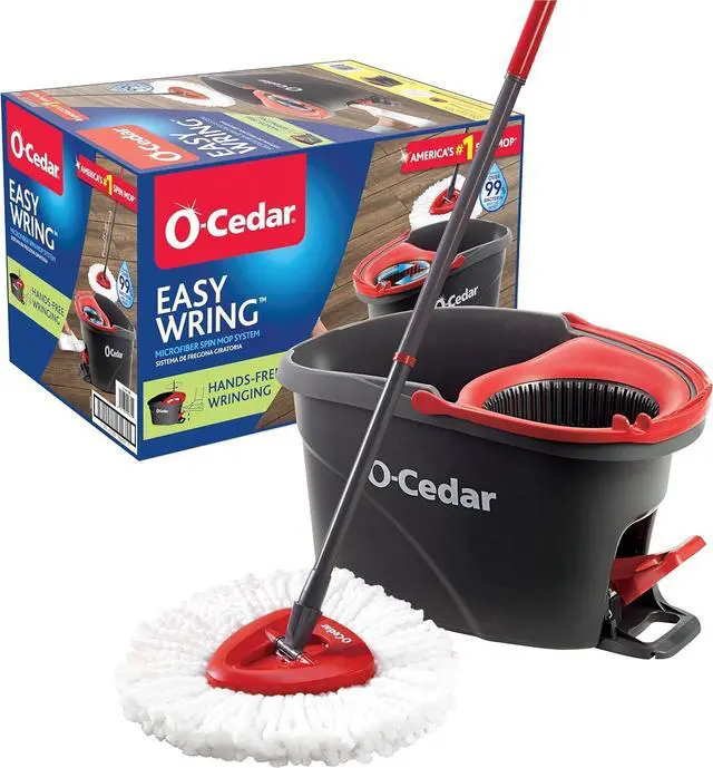Main image of EasyWring Microfiber Spin Mop Bucket Floor Cleaning System Red Gray Standard