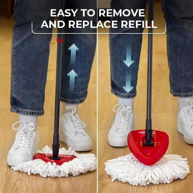 Alt view image 5 of 7 - EasyWring Microfiber Spin Mop Bucket Floor Cleaning System Red Gray Standard