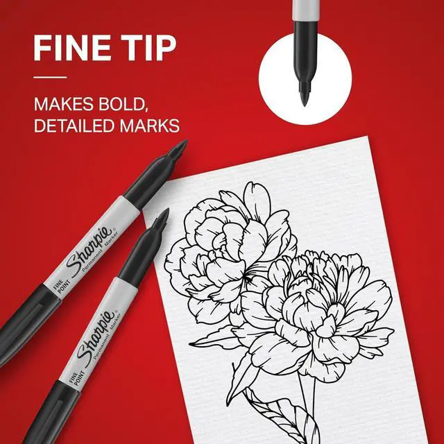 Alt view image 6 of 6 - Sharpie Permanent Markers Fine Tip Black 12 Count - For Classroom Office & Home Quick Drying Fade Resistant For Wood Plastic Paper Metal And More Ideal for Posters Drawing Coloring