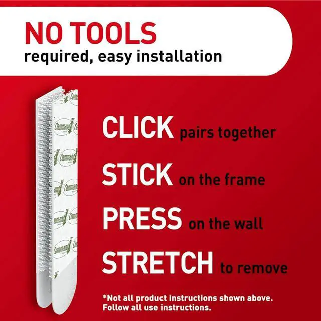 Alt view image 5 of 6 - 15 lb Large Picture Hanging Strips 14 Pairs (28 Strips) Damage-Free Picture Hangers No Tools Wall Hangers for Home Decor White Adhesive