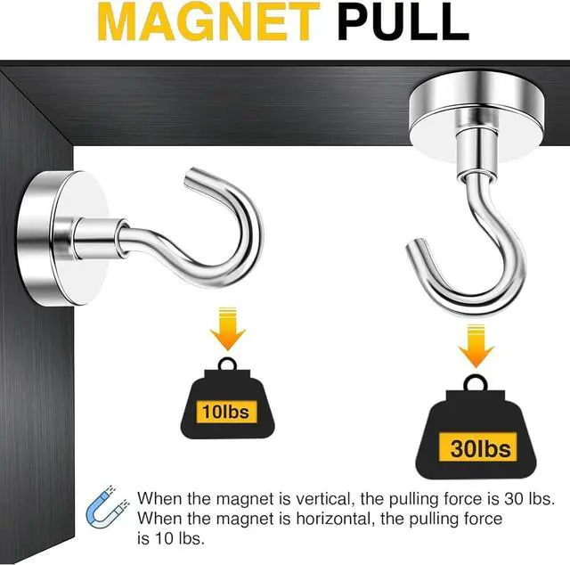 Alt view image 4 of 7 - Magnetic Hooks 30lbs+ Magnet Hook 2025 Cruise Cabin Ship Essentials Heavy Duty Strong Magnets Refrigerator Fridge Hanging for Classroom Beach Vacation Kitchen Grills Home 20 Pack (Silver)