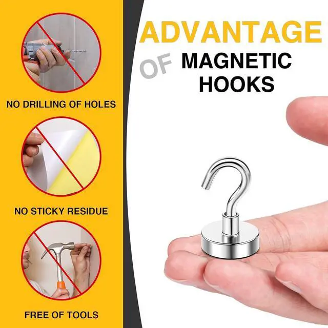 Alt view image 6 of 7 - Magnetic Hooks 30lbs+ Magnet Hook 2025 Cruise Cabin Ship Essentials Heavy Duty Strong Magnets Refrigerator Fridge Hanging for Classroom Beach Vacation Kitchen Grills Home 20 Pack (Silver)
