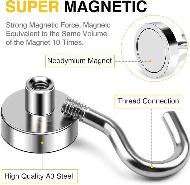 Alt view image 7 of 7 - Magnetic Hooks 30lbs+ Magnet Hook 2025 Cruise Cabin Ship Essentials Heavy Duty Strong Magnets Refrigerator Fridge Hanging for Classroom Beach Vacation Kitchen Grills Home 20 Pack (Silver)