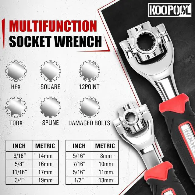 Alt view image 2 of 6 - Universal Wrench 52 in 1 Socket Wrench Tool with Multifunction 360 Degree Rotating Head Tool Kit for Home and Car Repair