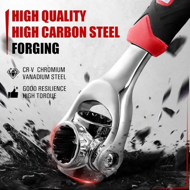 Alt view image 4 of 6 - Universal Wrench 52 in 1 Socket Wrench Tool with Multifunction 360 Degree Rotating Head Tool Kit for Home and Car Repair