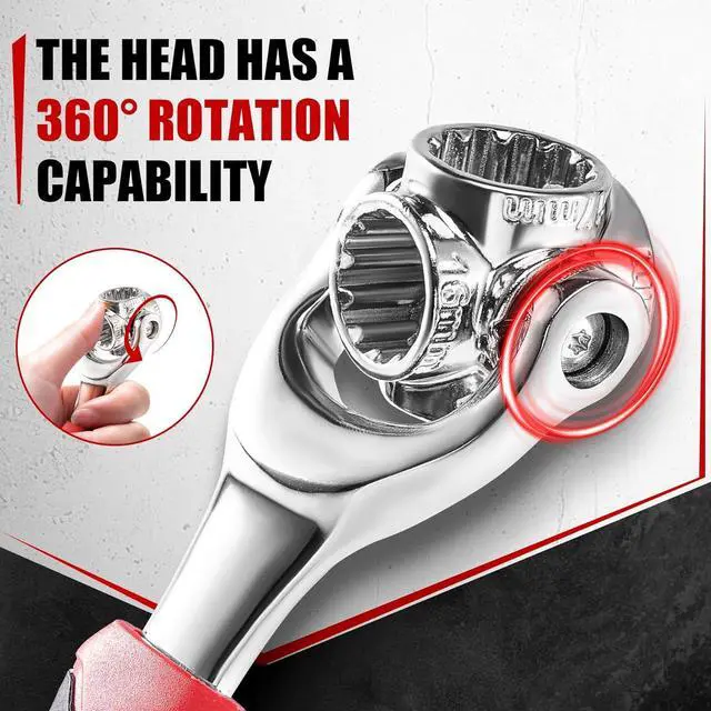 Alt view image 6 of 6 - Universal Wrench 52 in 1 Socket Wrench Tool with Multifunction 360 Degree Rotating Head Tool Kit for Home and Car Repair