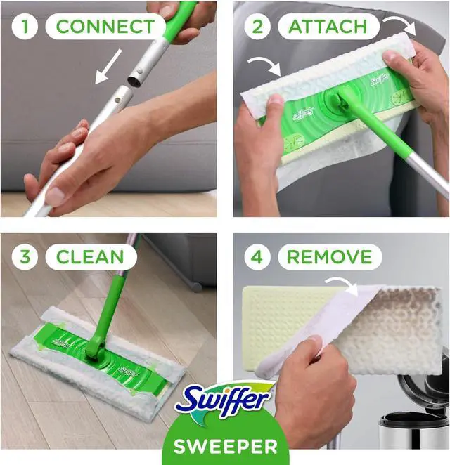Alt view image 7 of 7 - Sweeper 2-in-1 Dry + Wet Floor Mopping and Sweeping Kit Multi-Surface Kit for Floor Cleaning Kit Includes 1 Sweeper 14 Dry Sweeping Cloths 5 Wet Mopping Cloths
