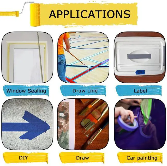 Alt view image 4 of 7 - 4 Rolls Premium Painters Tape Blue Tape Masking Tape Paint Tape for Multi-Purpose Painting Painters DIY Crafts Arts (88yd =0.94IN*22yd*4) Decoration Labeling No Residue Easy Removal