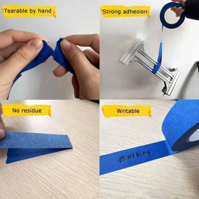 Alt view image 5 of 7 - 4 Rolls Premium Painters Tape Blue Tape Masking Tape Paint Tape for Multi-Purpose Painting Painters DIY Crafts Arts (88yd =0.94IN*22yd*4) Decoration Labeling No Residue Easy Removal