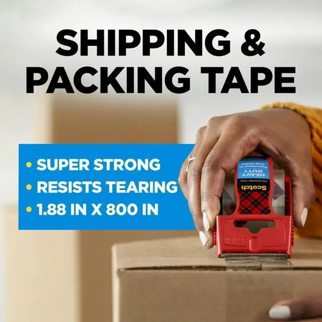Alt view image 2 of 7 - Heavy Duty Shipping and Moving Packing Tape Clear Packing and Moving Supplies 1.88 in. x 22.2 yd. 6 Tape Rolls with Dispensers