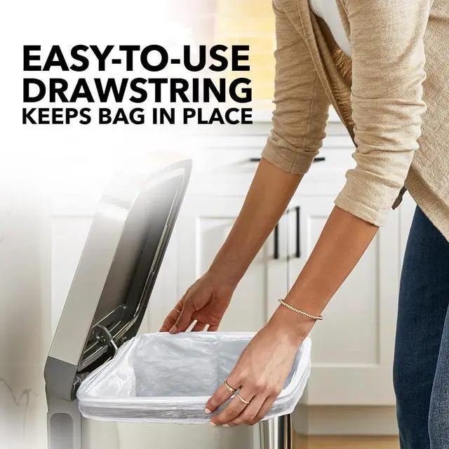 Alt view image 4 of 7 - Tall Kitchen Drawstring Trash Bags - Odorshield 13 Gallon White Trash Bag Febreze Fresh Clean 110 Count