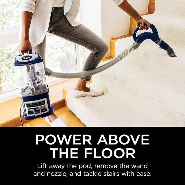 Alt view image 6 of 7 - Upright Vacuum Navigator Lift-Away Deluxe with Large Dust Cup Capacity HEPA Filter Swivel Steering Upholstery Tool & Crevice Tool Blue NV360