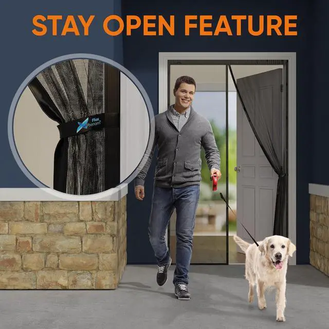 Alt view image 6 of 7 - Magnetic Screen Door C Upgraded Fine Weave Mesh Screen Heavy Duty 52 Magnets No-Gap Seal Pet & Scratch Resistant Bug Proof Includes 2 Easy Install Kits 38x82