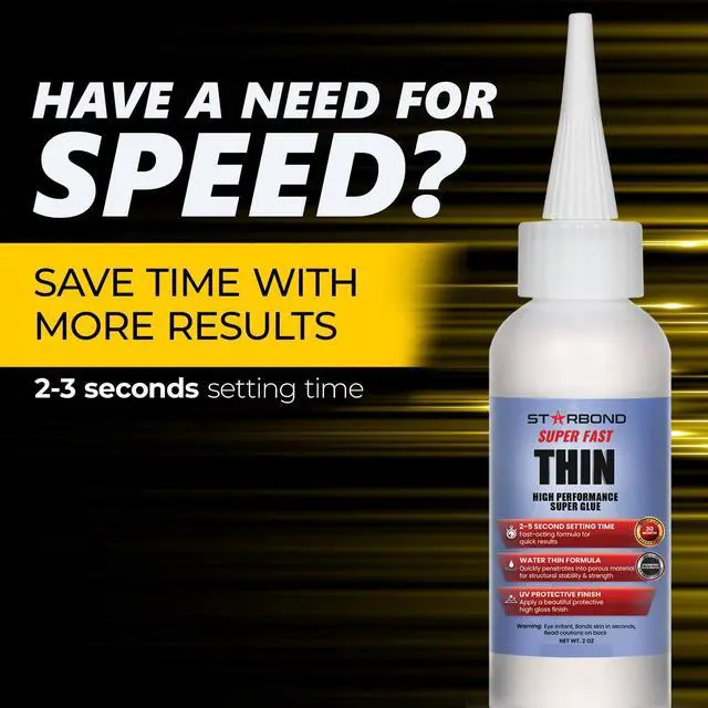 Alt view image 3 of 6 - Starbond Thin Super Glue Pro Kit (2 oz) C Super Fast CA Glue (Cyanoacrylate Adhesive) C with Clog-Resistant Cap Microtips & Extra Nozzles for Woodworking Woodturning Precision Bonding Inlays