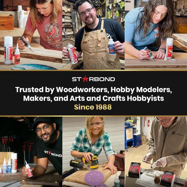 Alt view image 6 of 6 - Starbond Thin Super Glue Pro Kit (2 oz) C Super Fast CA Glue (Cyanoacrylate Adhesive) C with Clog-Resistant Cap Microtips & Extra Nozzles for Woodworking Woodturning Precision Bonding Inlays