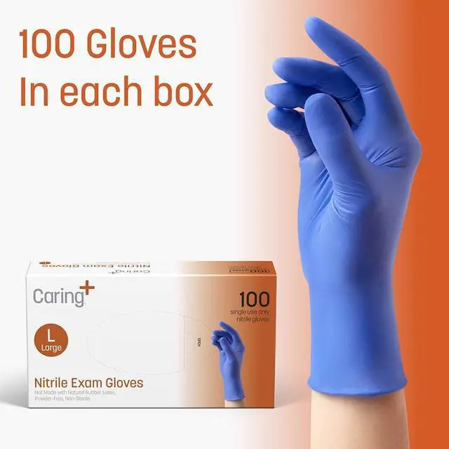 Alt view image 5 of 6 - Nitrile Exam Gloves Blue Powder-Free Disposable Gloves for Medical Care First Aid Cleaning Food Prep