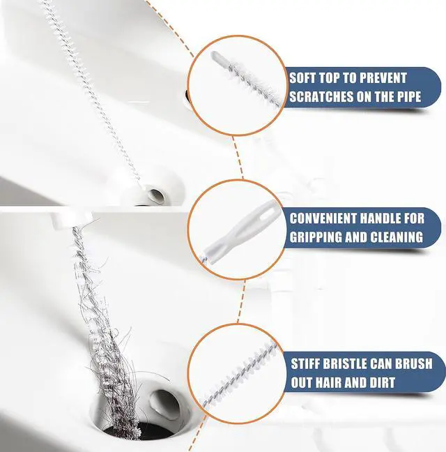 Alt view image 6 of 7 - 35.5inch Drain Clog Remover(1pcs) 25inch Drain Snake Hair Remover(6pcs)  Cleaning Brush(2pcs) Hair Catcher Drain Auger Cleaner Tool Set For Toilet Kitchen Sink Bathroom Tub Sewer 9 Pack