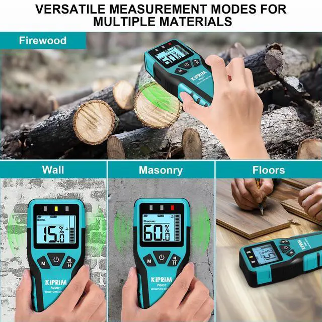 Alt view image 3 of 7 - Pinless Moisture Meter Home Moisture Level Tester Damp Meter for Floor Wood Walls Concrete C Accurate Non-Destructive Testing Moisture Meter WM01