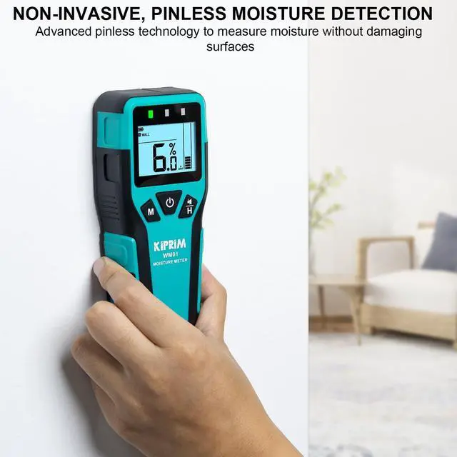 Alt view image 2 of 7 - Pinless Moisture Meter Home Moisture Level Tester Damp Meter for Floor Wood Walls Concrete C Accurate Non-Destructive Testing Moisture Meter WM01