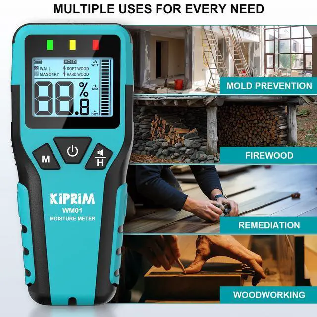 Alt view image 4 of 7 - Pinless Moisture Meter Home Moisture Level Tester Damp Meter for Floor Wood Walls Concrete C Accurate Non-Destructive Testing Moisture Meter WM01