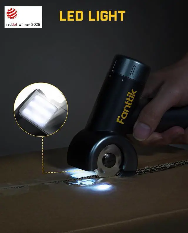 Alt view image 6 of 7 - C8 Nano 3.7V Cordless Electric Scissors with LED Display Rechargeable Cardboard Cutter with 2 Blades EasySwap Blade Change LED Light for Thin Cardboard Carpet Leather - Black