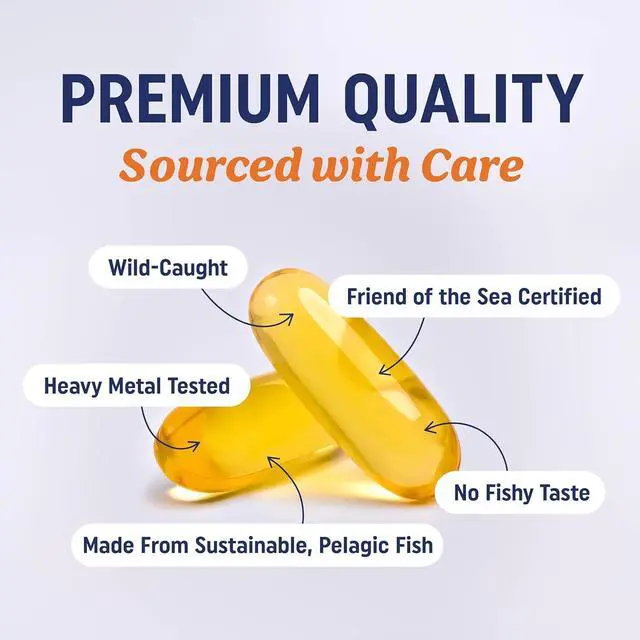 Alt view image 3 of 7 - Triple Strength DHA Omega 3 Fish Oil 3600 mg | Over 2100mg Omega-3 Fatty Acids with 860mg of DHA | 1300mg EPA | Best Essential Fatty Acids | Premium Wild Caught & Burpless Fish Oil | 120 Softgels