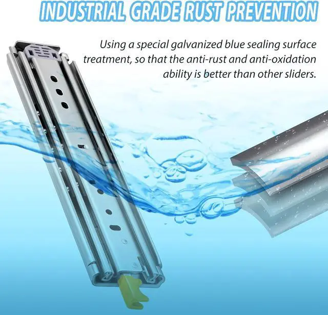 Alt view image 4 of 6 - with Lock Heavy Duty Drawer Slides 12 14 16 18 20 22 24 26 28 30 32 34 36 40 44 48 52 56 60 Inch 500 Lbs Side Mount Full Extension Ball Bearing Rails Rail Tool Box Runner-W:76mm 12 Inch