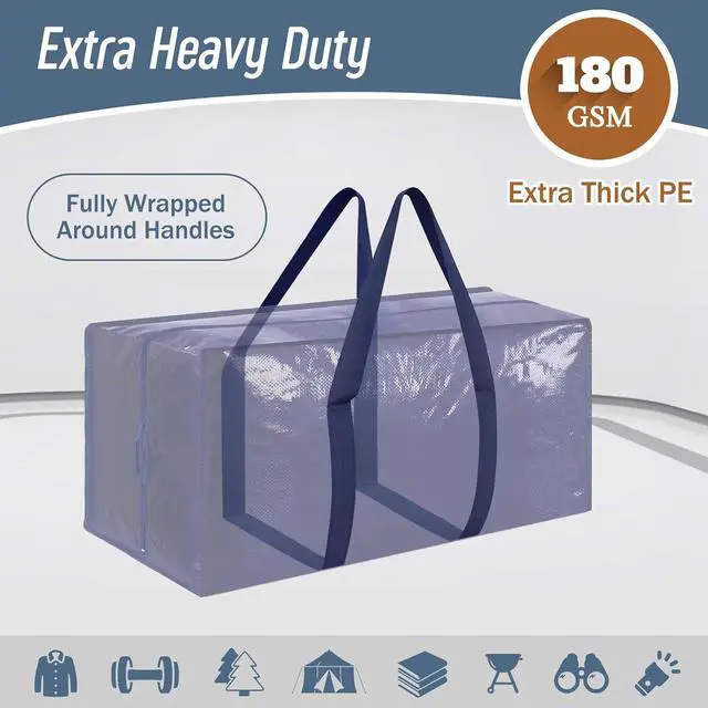 Alt view image 2 of 7 - 6 Pack Extra Heavy Duty Large Moving Bags with Strong Zipper & Comfortable Handles Sturdy & Durable Clothes Storage Bags Totes Bins Blue Packing Moving Boxes for College Supplies Dark Blue