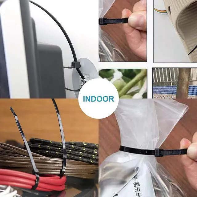 Alt view image 7 of 7 - Zip Ties Assorted Sizes(4+6+8+12) 400 Pack Black Cable Ties UV Resistant Wire Ties by