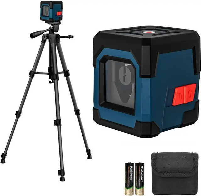 Alt view image 7 of 7 - Laser Level Cross Line Laser with Self-Leveling Vertical and Horizontal Line Rotatable 360 Degree Carrying Pouch Battery Included (Green with 47 inch Tripod)