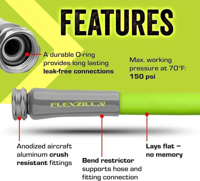 Alt view image 4 of 7 - Garden Hose 5/8 in. x 50 ft. Lightweight All-Weather Water Hose Durable and Flexible Leak-Free Connections