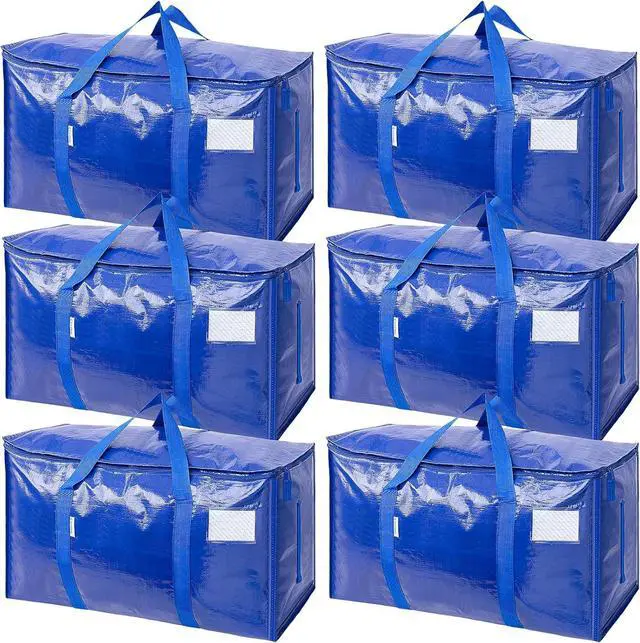 Main image of 6 Pack Extra Large Moving Bags with Zippers & Carrying Handles Heavy-Duty Storage Tote Moving Boxes for Space Saving