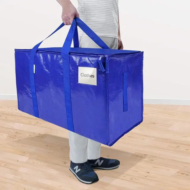 Alt view image 2 of 7 - 6 Pack Extra Large Moving Bags with Zippers & Carrying Handles Heavy-Duty Storage Tote Moving Boxes for Space Saving