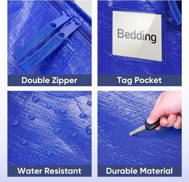 Alt view image 6 of 7 - 6 Pack Extra Large Moving Bags with Zippers & Carrying Handles Heavy-Duty Storage Tote Moving Boxes for Space Saving