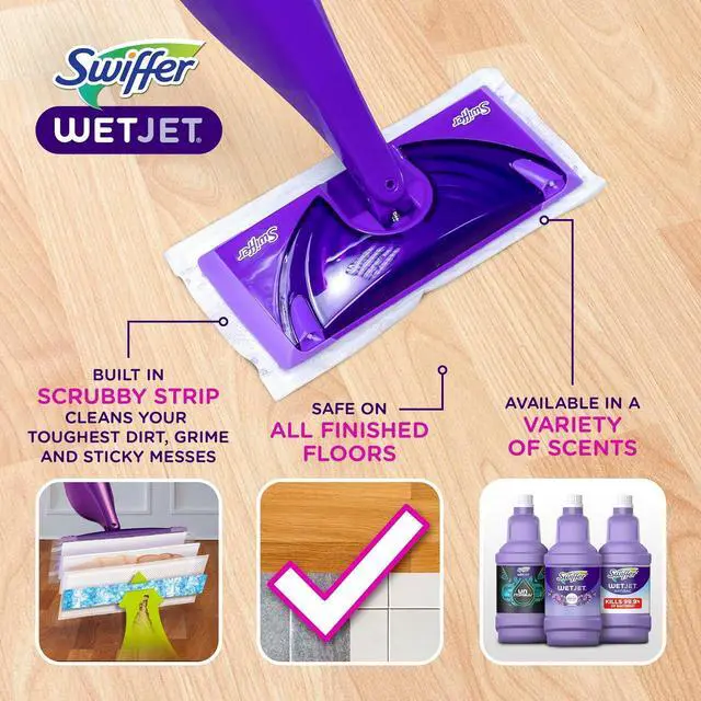 Alt view image 2 of 7 - WetJet Hardwood and Floor Spray Mop Cleaner Starter Kit Includes: 1 Power Mop 10 Pads Cleaning Solution Batteries